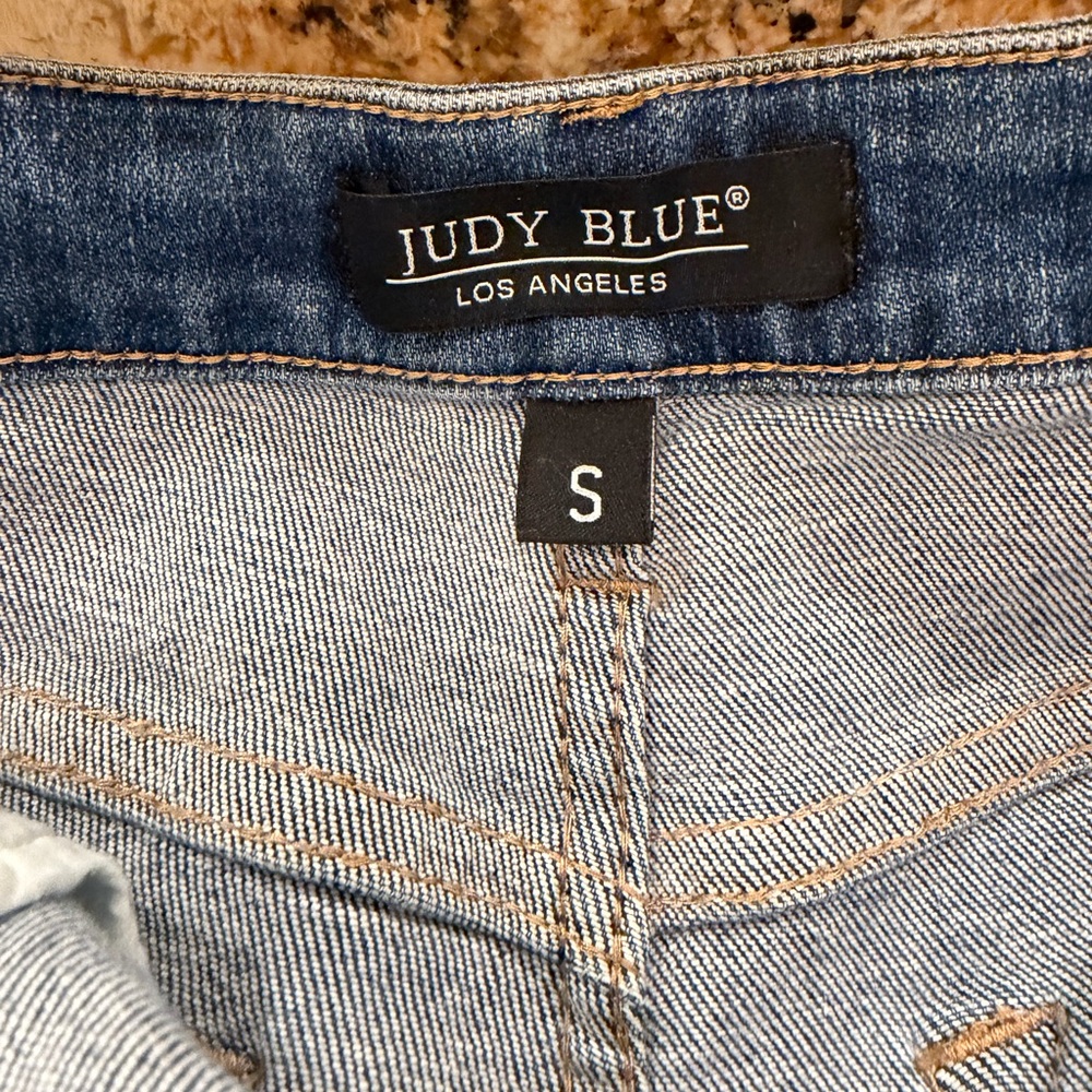 Judy Blue Mid Rise Distressed Denim Shorts - Picture 5 of 6